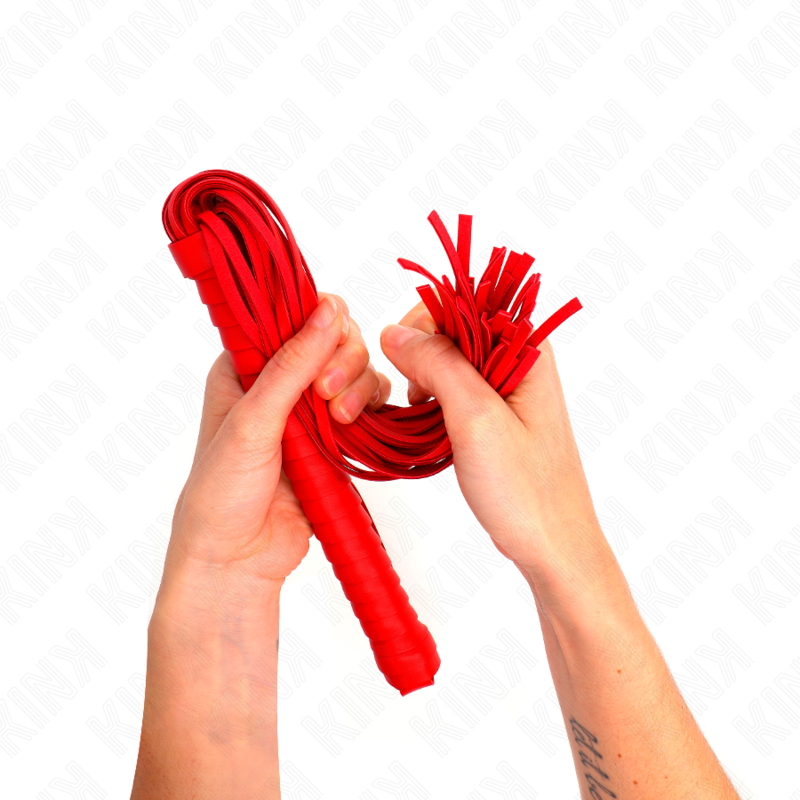 KINK - FOUET AVEC POIGNÉE TEXTURÉE ROUGE 48,5 CM