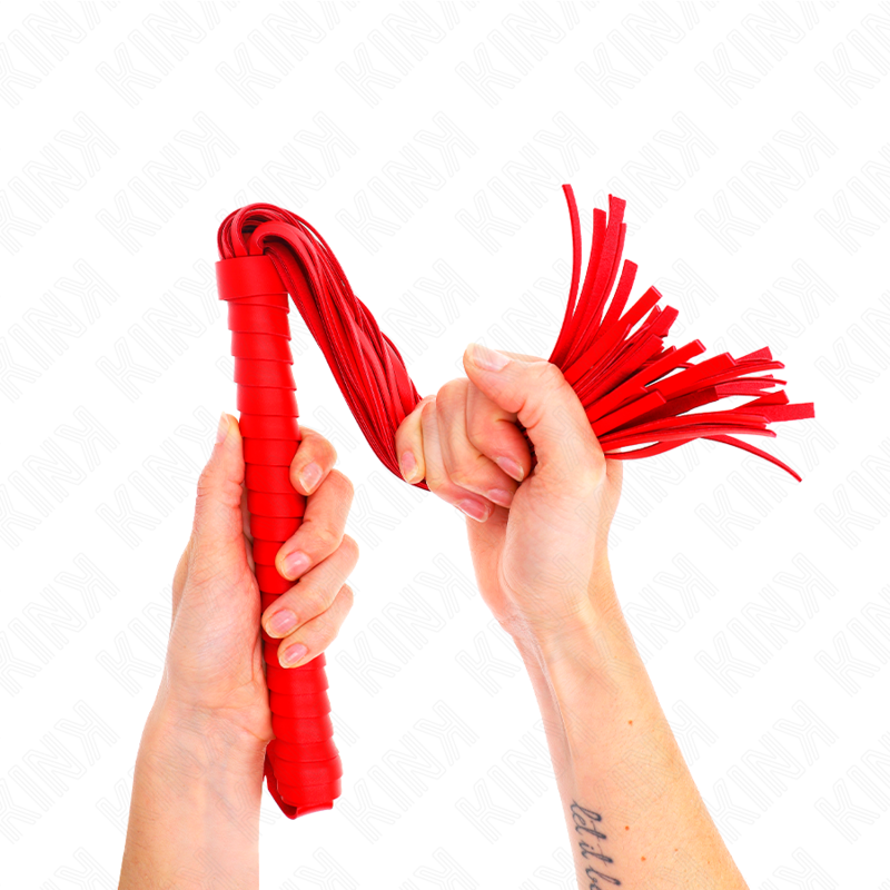 KINK - FOUET AVEC POIGNÉE TEXTURÉE ROUGE 48,5 CM