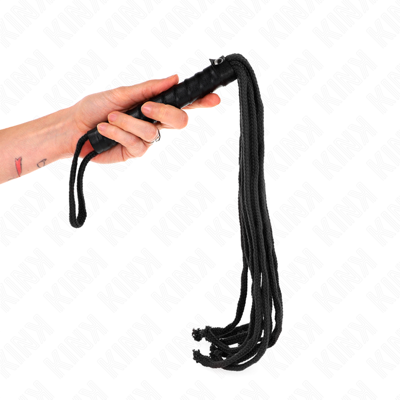 KINK - FOUET EN CORDE NOIR 56 CM