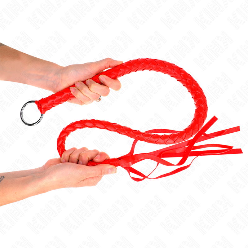KINK - FOUET SERPENT AVEC ANNEAU DE MAIN ROUGE 65 CM