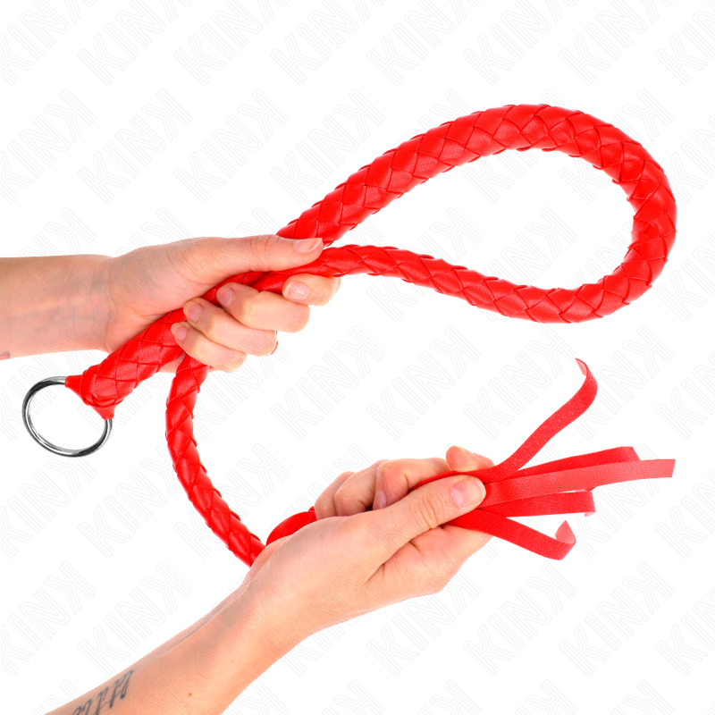 KINK - FOUET SERPENT AVEC ANNEAU DE MAIN ROUGE 65 CM