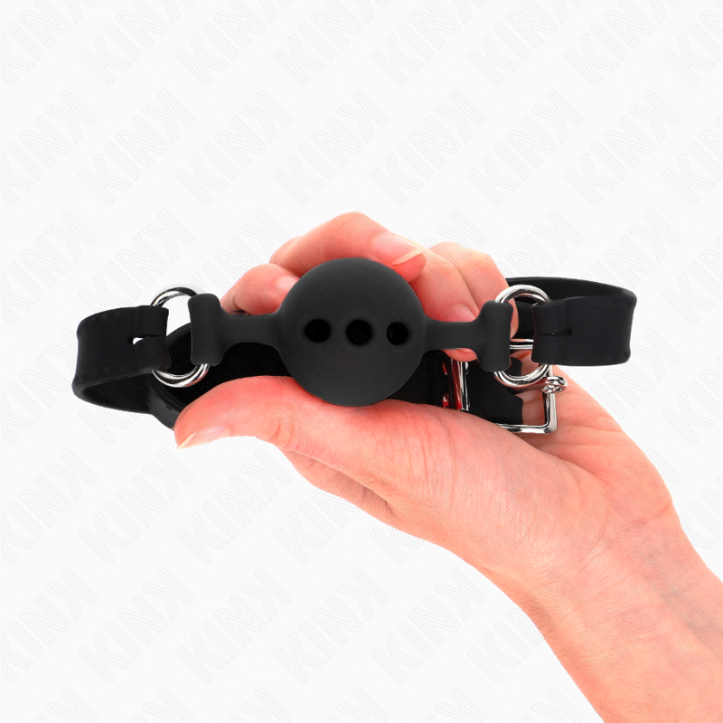 KINK - BAILLON 55 x 2 CM À BOULE 4 CM EN SILICONE COMPLET TAILLE S NOIR RÉGLABLE 35-51 CM