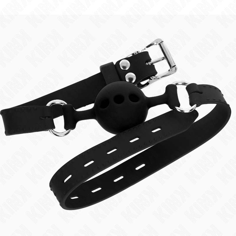 KINK - BAILLON 55 x 2 CM À BOULE 4 CM EN SILICONE COMPLET TAILLE S NOIR RÉGLABLE 35-51 CM