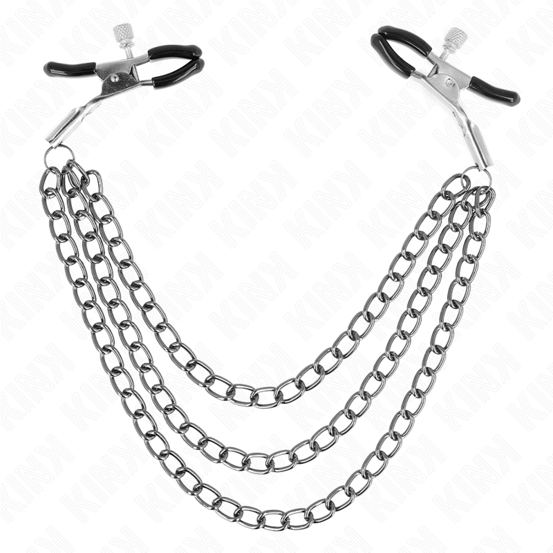 KINK - NIPPLE CLAMPS WITH TRIPLE CHAIN ​​BLACK 20/23/28 CM