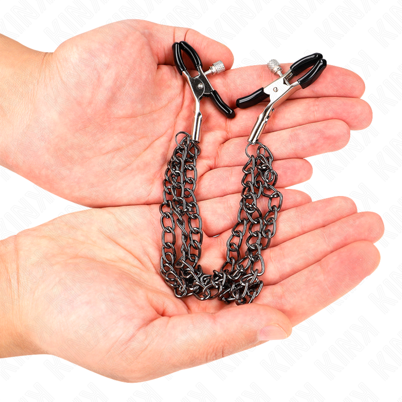 KINK - NIPPLE CLAMPS WITH TRIPLE CHAIN ​​BLACK 20/23/28 CM