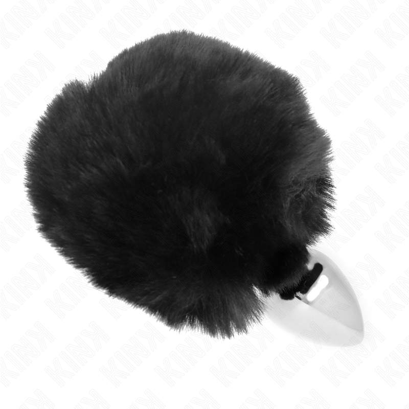 KINK - PLUG 7 x 3 CM EN ACIER INOXYDABLE AVEC QUEUE DE LAPIN EN FOURRURE SYNTHÉTIQUE 8 CM NOIR