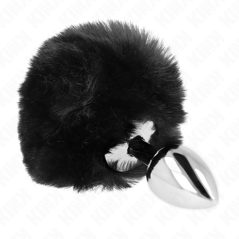 KINK - PLUG 7 x 3 CM EN ACIER INOXYDABLE AVEC QUEUE DE LAPIN EN FOURRURE SYNTHÉTIQUE 8 CM NOIR