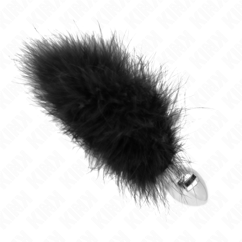 KINK - PLUG ANAL 11 x 7 CM ACIER INOXYDABLE AVEC PLUME 11 CM