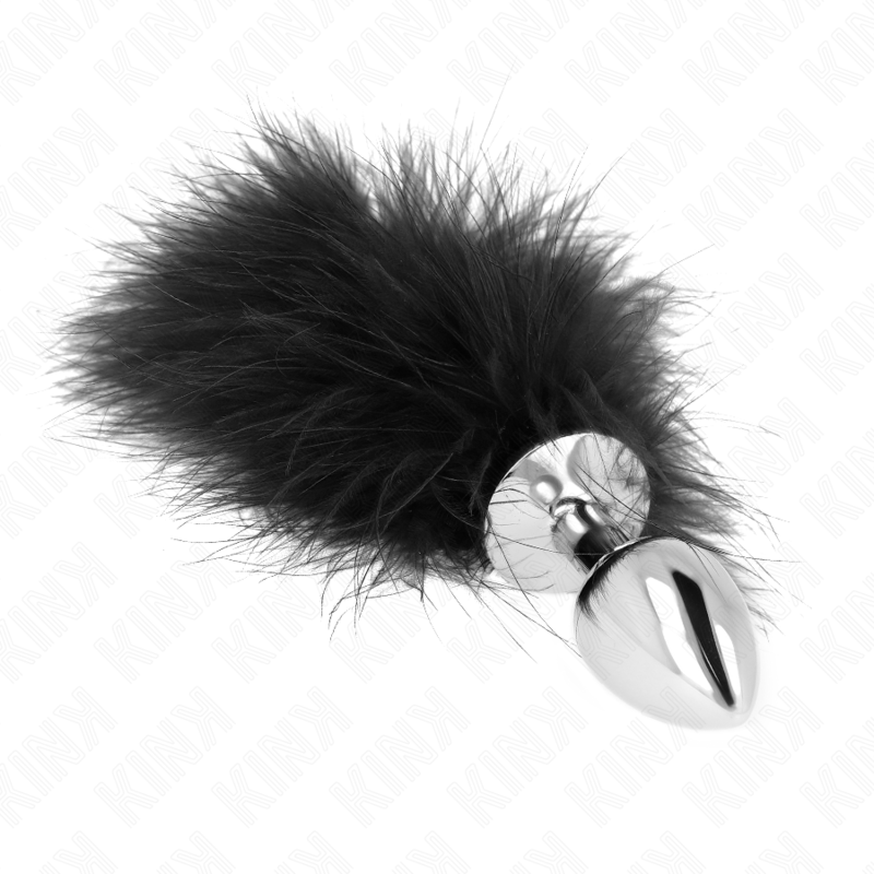 KINK - PLUG ANAL 11 x 7 CM ACIER INOXYDABLE AVEC PLUME 11 CM