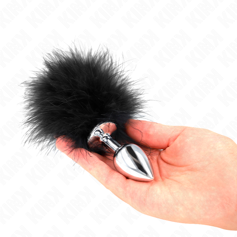 KINK - PLUG ANAL 11 x 7 CM ACIER INOXYDABLE AVEC PLUME 11 CM