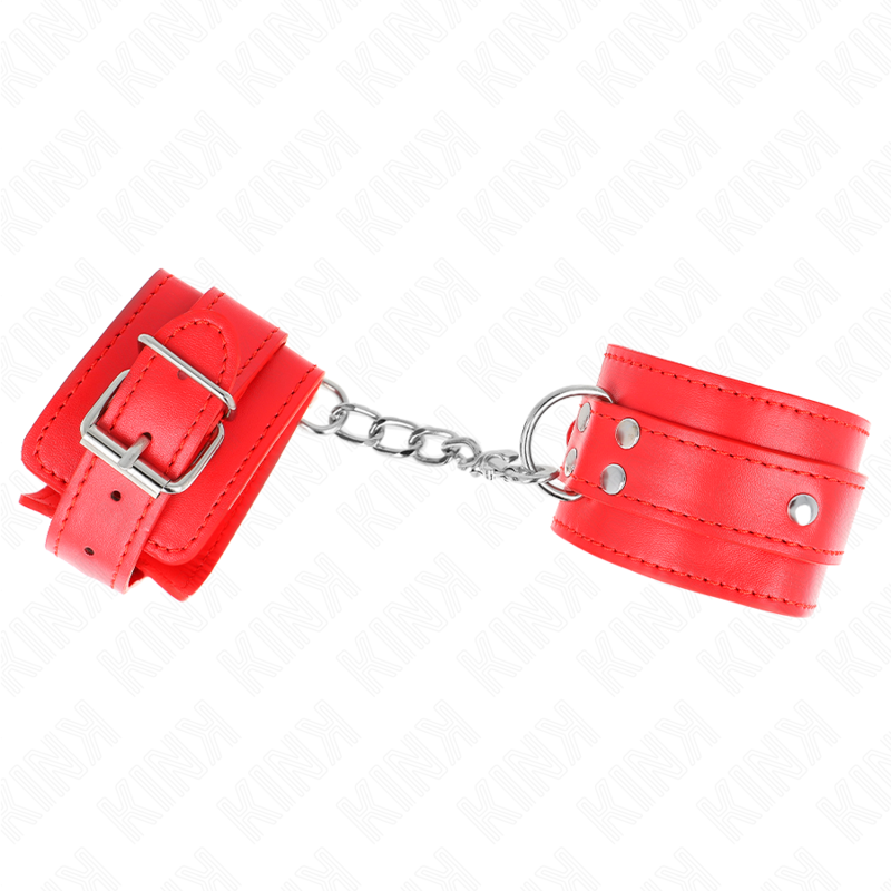 KINK - MENOTTES AVEC 3 ANNEAUX EN D RÉGLABLES ROUGE 17.5-25 CM X 6 CM