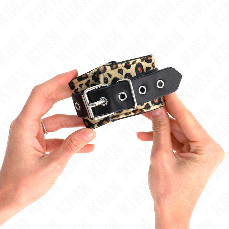 KINK - LEOPARD STYLE LEATHER WRISTBANDS ADJUSTABLE 18-29 CM X 5.5 CM