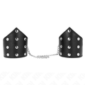KINK - BRASSARDS NOIRS À CLOUS AVEC CHAÎNE RÉGLABLE 17-23 CM X 8,5 CM