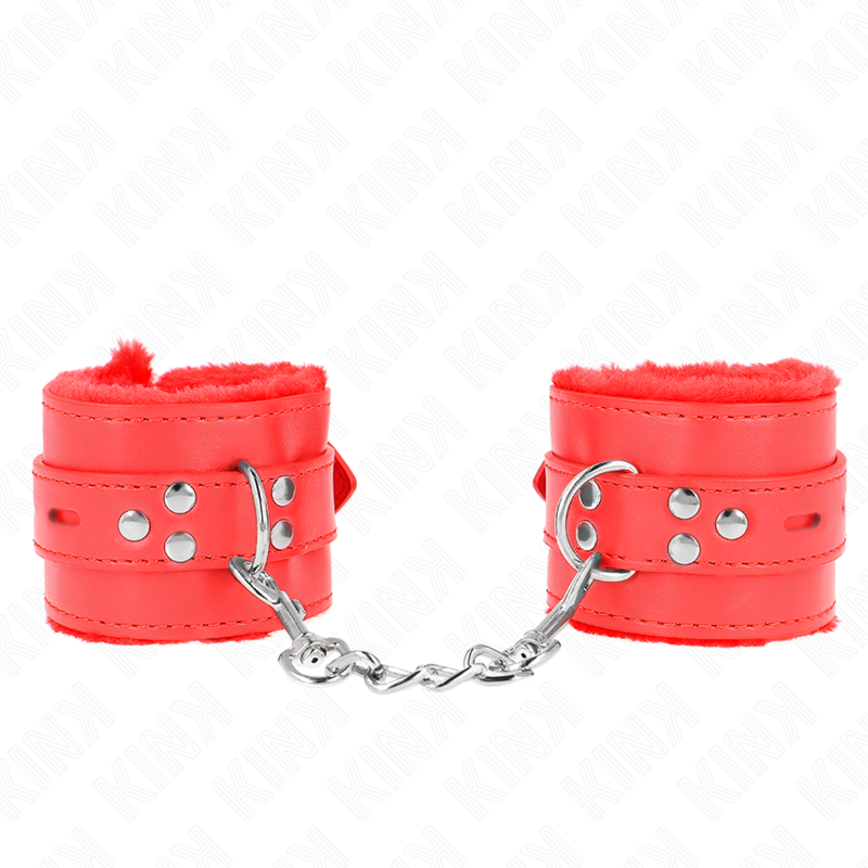 KINK - POIGNETS DOUBLÉS AVEC TROUS CARRÉS ROUGE ET SANGLE ROUGE RÉGLABLE 17-29 CM X 6 CM