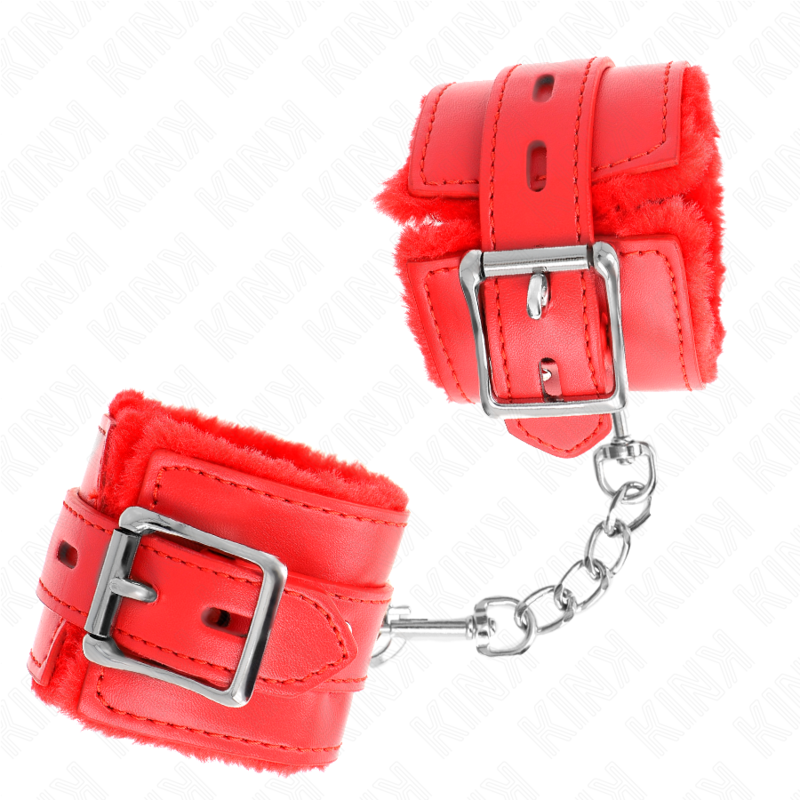 KINK - POIGNETS DOUBLÉS AVEC TROUS CARRÉS ROUGE ET SANGLE ROUGE RÉGLABLE 17-29 CM X 6 CM
