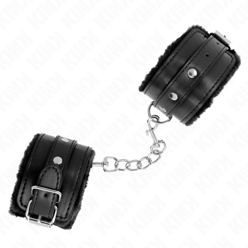 KINK - MENOTTES MATELASSÉES PREMIUM NOIR AVEC SANGLE NOIRE AJUSTABLE 17-29 CM X 6 CM