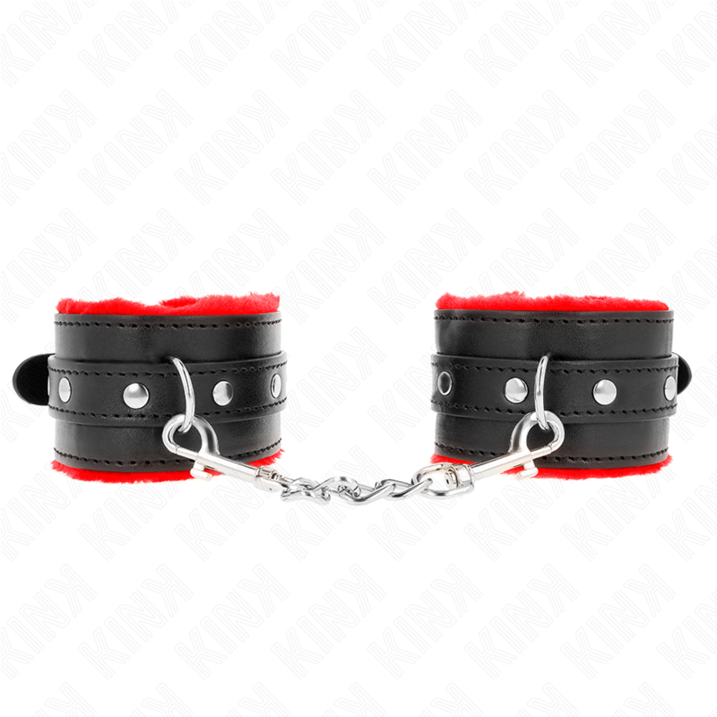 KINK - MENOTTES MATELASSÉES PREMIUM ROUGES AVEC SANGLE NOIRE AJUSTABLE 17-29 CM X 6 CM