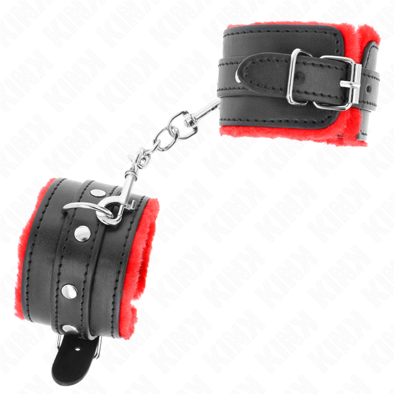KINK - MENOTTES MATELASSÉES PREMIUM ROUGES AVEC SANGLE NOIRE AJUSTABLE 17-29 CM X 6 CM