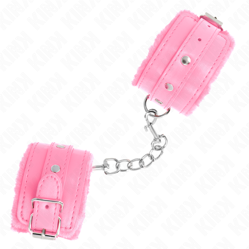 KINK - MENOTTES MATELASSÉES PREMIUM ROSES AVEC SANGLE ROSE AJUSTABLE 17-29 CM X 6 CM