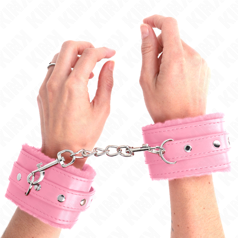 KINK - MENOTTES MATELASSÉES PREMIUM ROSES AVEC SANGLE ROSE AJUSTABLE 17-29 CM X 6 CM