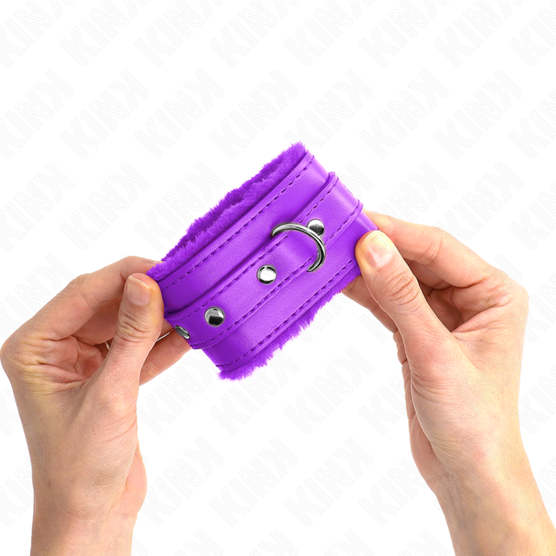 KINK - MENOTTES MATELASSÉES PREMIUM VIOLETTES AVEC SANGLE VIOLETTE RÉGLABLE 17-29 CM X 6 CM