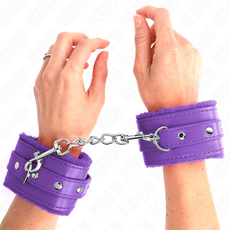 KINK - MENOTTES MATELASSÉES PREMIUM VIOLETTES AVEC SANGLE VIOLETTE RÉGLABLE 17-29 CM X 6 CM