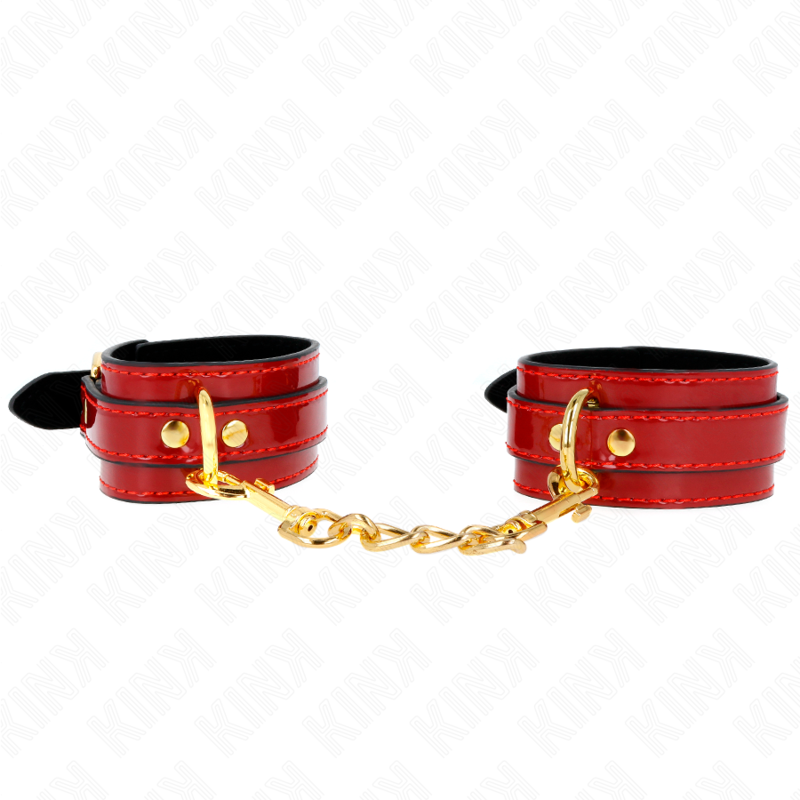 KINK - MENOTTES JOANNA ANGEL ROUGES RÉGLABLES AVEC CHAÎNE DORÉE 16.5-26 CM X 4 CM