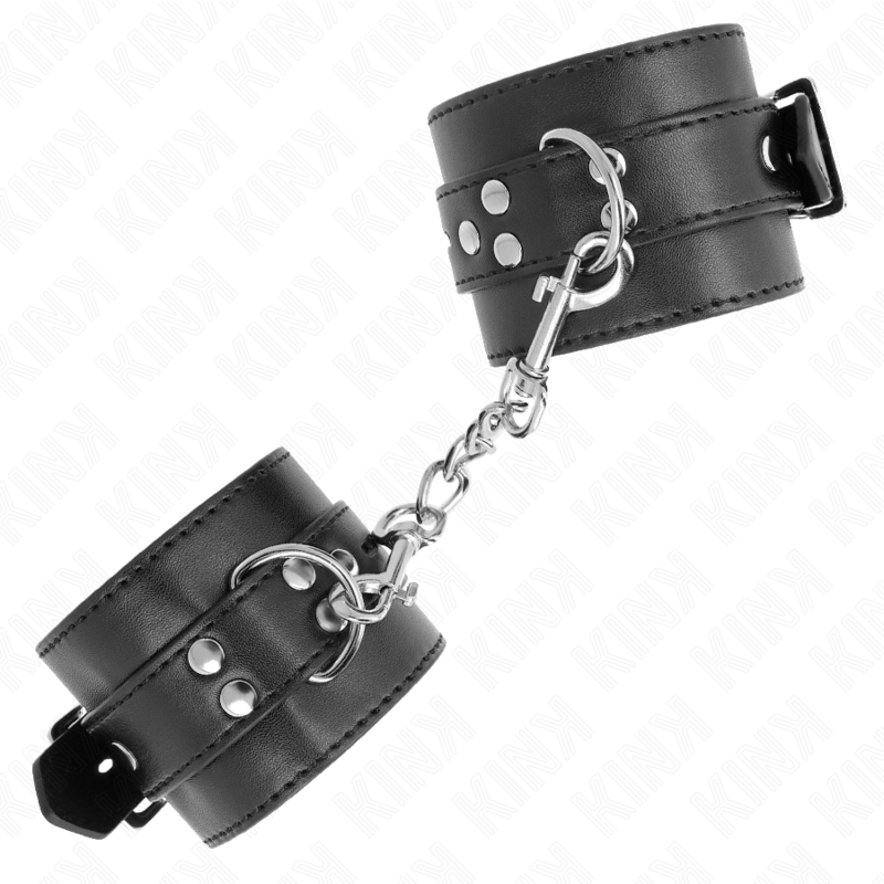 KINK - MENOTTES NOIRES AVEC SANGLE NOIRE AJUSTABLE 17-28 CM X 6 CM