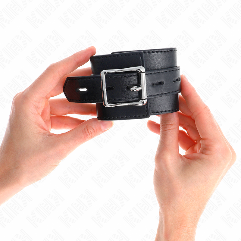 KINK - MENOTTES NOIRES AVEC SANGLE NOIRE AJUSTABLE 17-28 CM X 6 CM