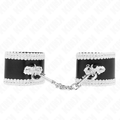 KINK - MENOTTES NOIRES AVEC DENTELLE DÉCORATIVE BLANCHE RÉGLABLES 20-23 CM X 5.5 CM