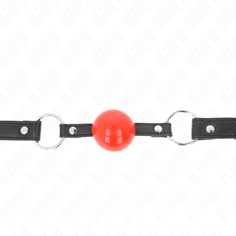 KINK - 4 CM BALL GAG WITH RED BALL LOCK AND BLACK STRAP 60 x 2 CM