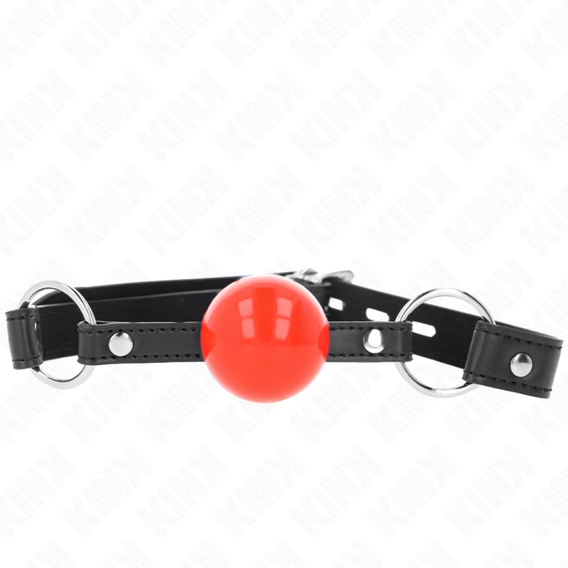 KINK - 4 CM BALL GAG WITH RED BALL LOCK AND BLACK STRAP 60 x 2 CM