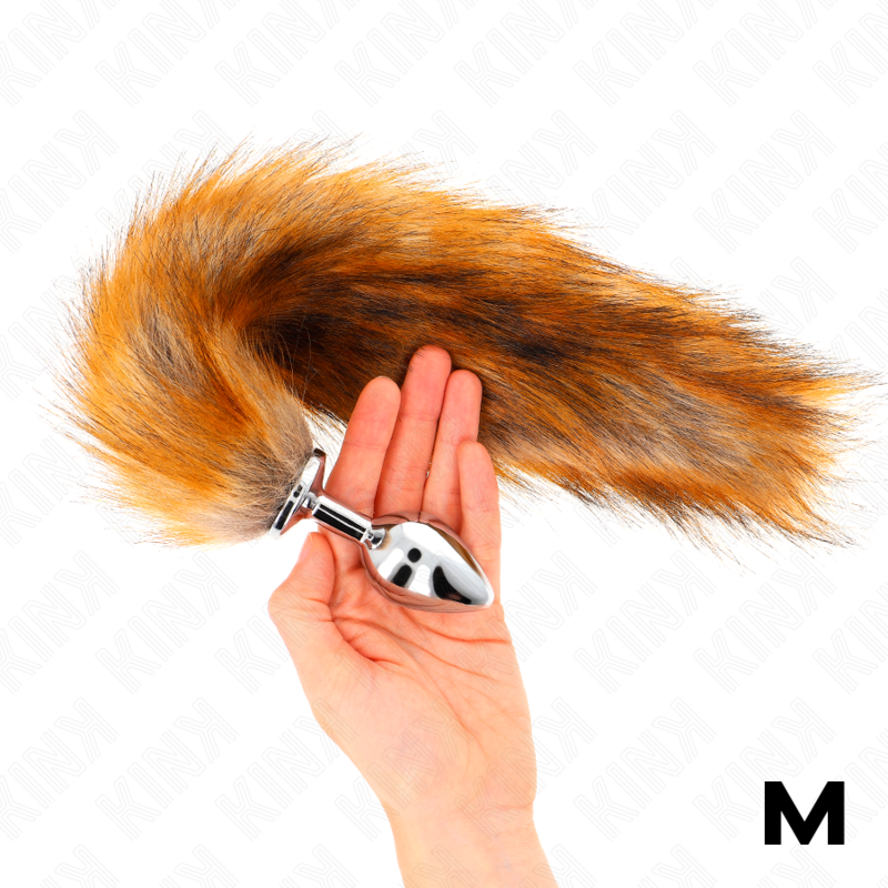 KINK - PLUG ANAL TAILLE M 8 X 3.5 CM AVEC QUEUE SYNTHÉTIQUE 40 CM MARRON
