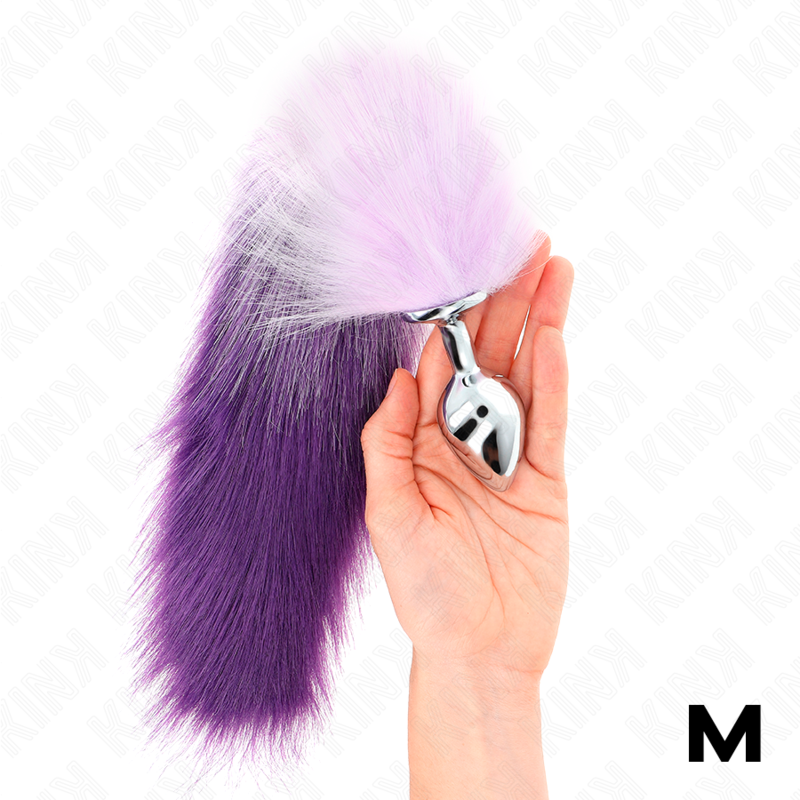 KINK - PLUG ANAL TAILLE M 8 X 3.5 CM AVEC QUEUE SYNTHÉTIQUE 40 CM VIOLETTE