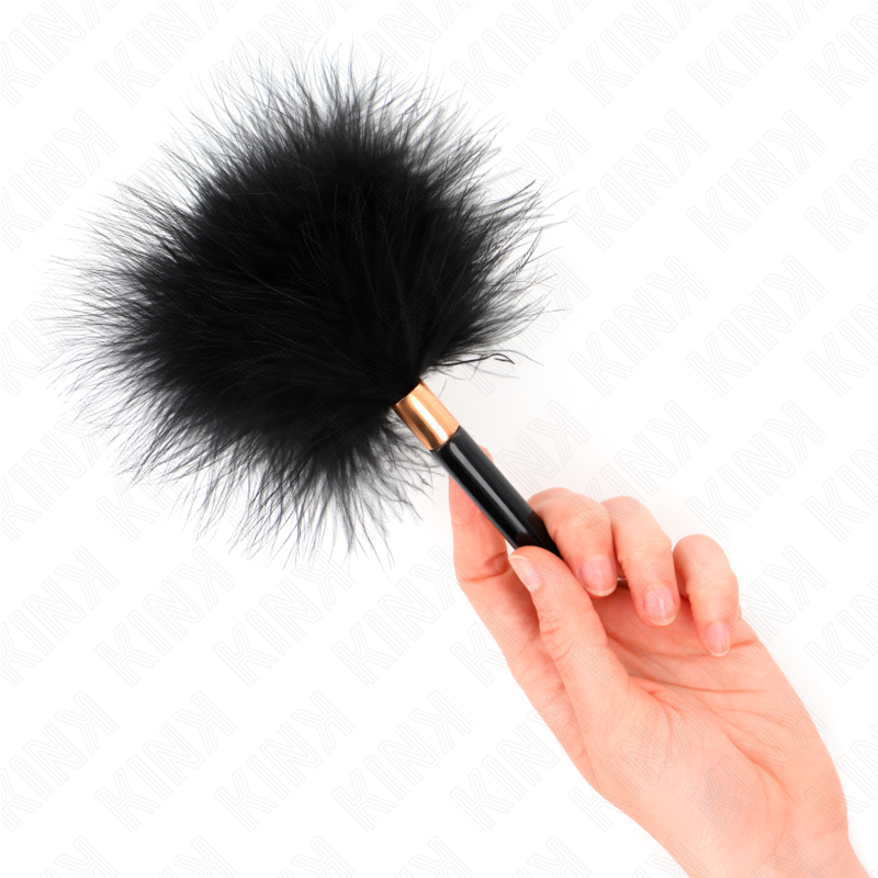 KINK - PLUMES À CHATOUILLES MÉTAL DORÉ NOIR 18 CM