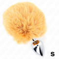 KINK - PLUG 7 x 3 CM STAINLESS STEEL WITH RABBIT TAIL 8 CM SYNTHETIC LEATHER BEIGE