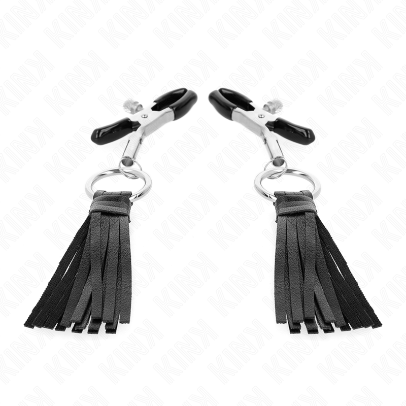 KINK - NIPPLE CLIPS WITH FAUX LEATHER TASSELS 6 CM