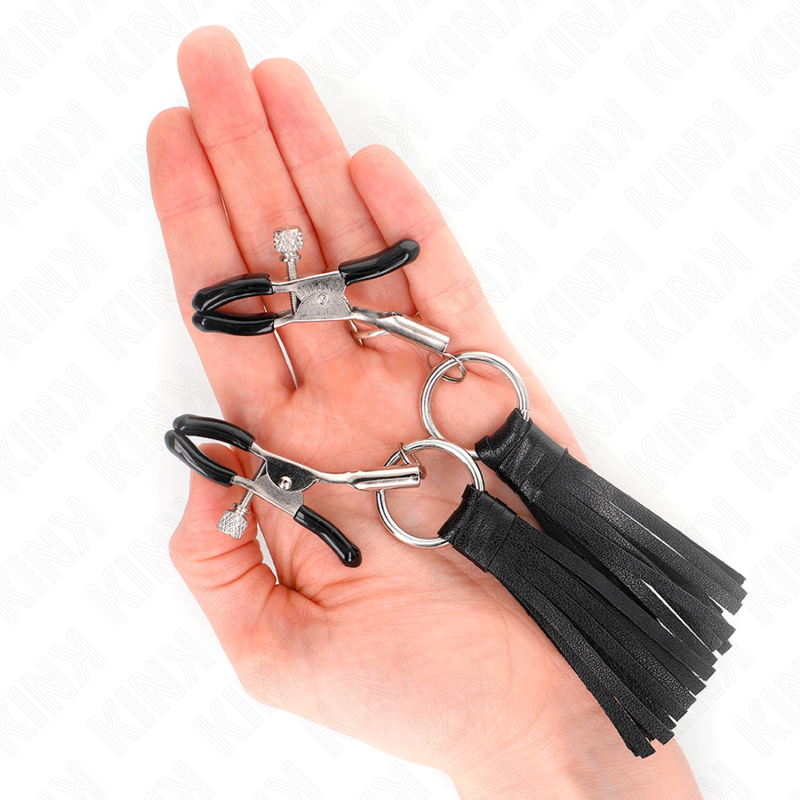 KINK - PINCES À TÉTONS AVEC DES POMPONS EN FAUX CUIR 6 CM