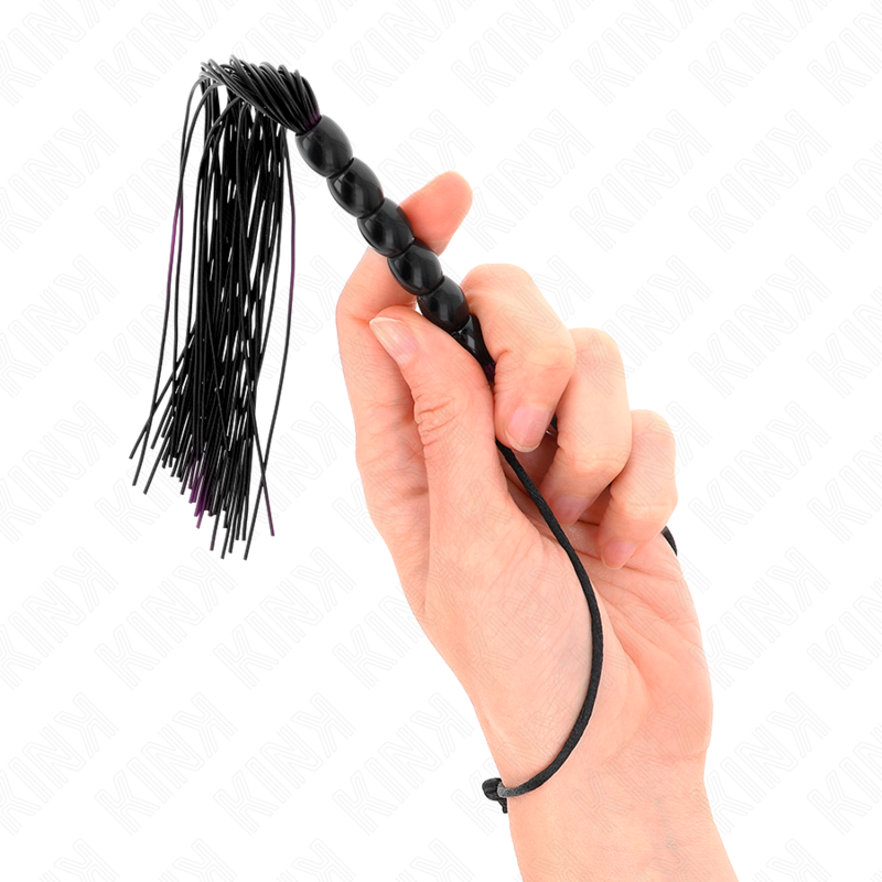 KINK - MINI SILICONE WHIP WITH GRIP 6 BALLS BLACK 26 CM