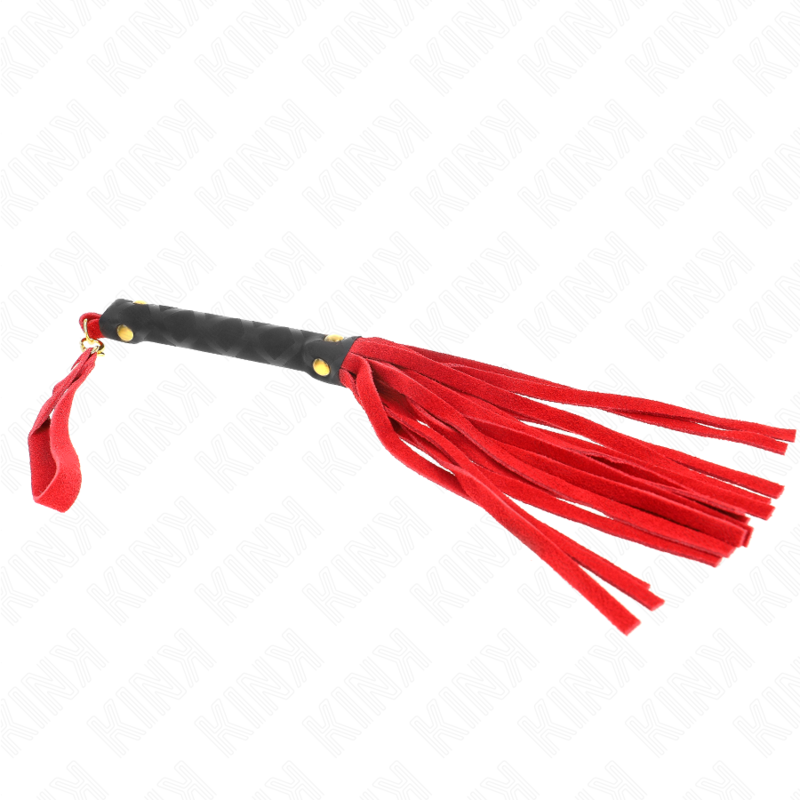 KINK - FOUET MINI EN SUÉDINE ROUGE 30 CM