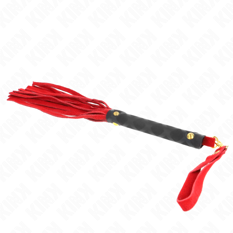 KINK - FOUET MINI EN SUÉDINE ROUGE 30 CM