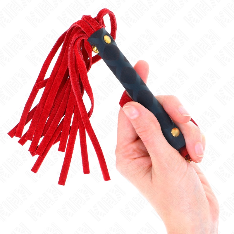 KINK - FOUET MINI EN SUÉDINE ROUGE 30 CM