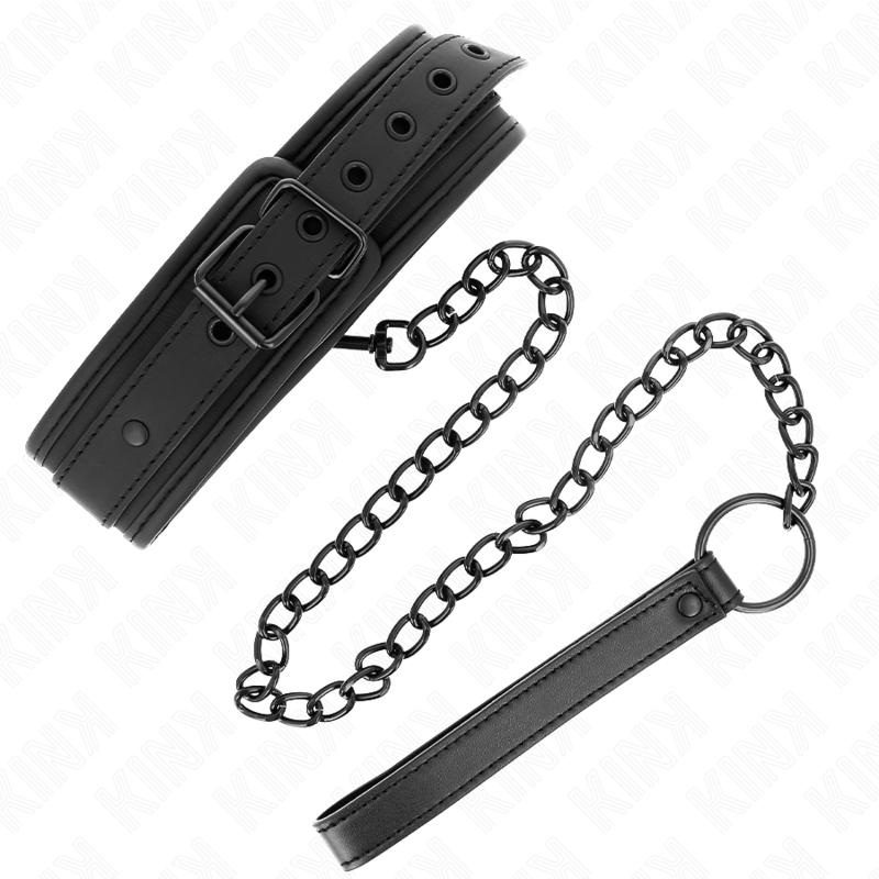 KINK - COLLIER AVEC SANGLE 78 CM BONDAGE NÉOPRÈNE MODÈLE 1 RÉGLABLE 37,5 X 49,5 CM