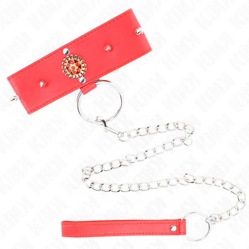 KINK - 65 CM RED DIAMOND NECKLACE WITH STRAP, ADJUSTABLE 35-51 CM X 7 CM
