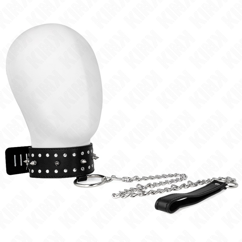 KINK - COLLIER AVEC SANGLE 65 CM AVEC CLOUS ARGENTÉS MODÈLE 1 RÉGLABLE 36-43 CM X 5 CM