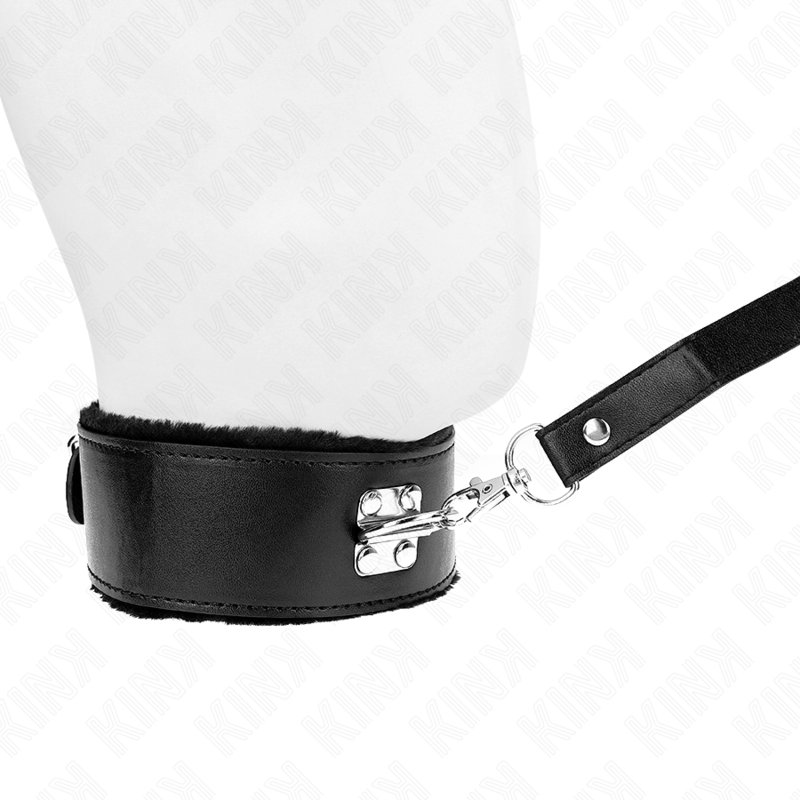 KINK - COLLAR WITH 116 CM STRAP WITH SILVER STUDS MODEL 4 BLACK ADJUSTABLE 40-48 CM X 6 CM