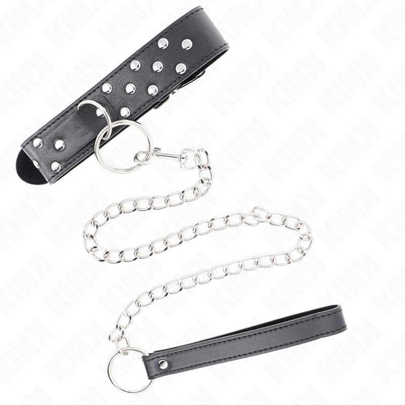 KINK - COLLAR WITH 65 CM RING RIVET BLACK ADJUSTABLE 36-50 CM X 3.8 CM