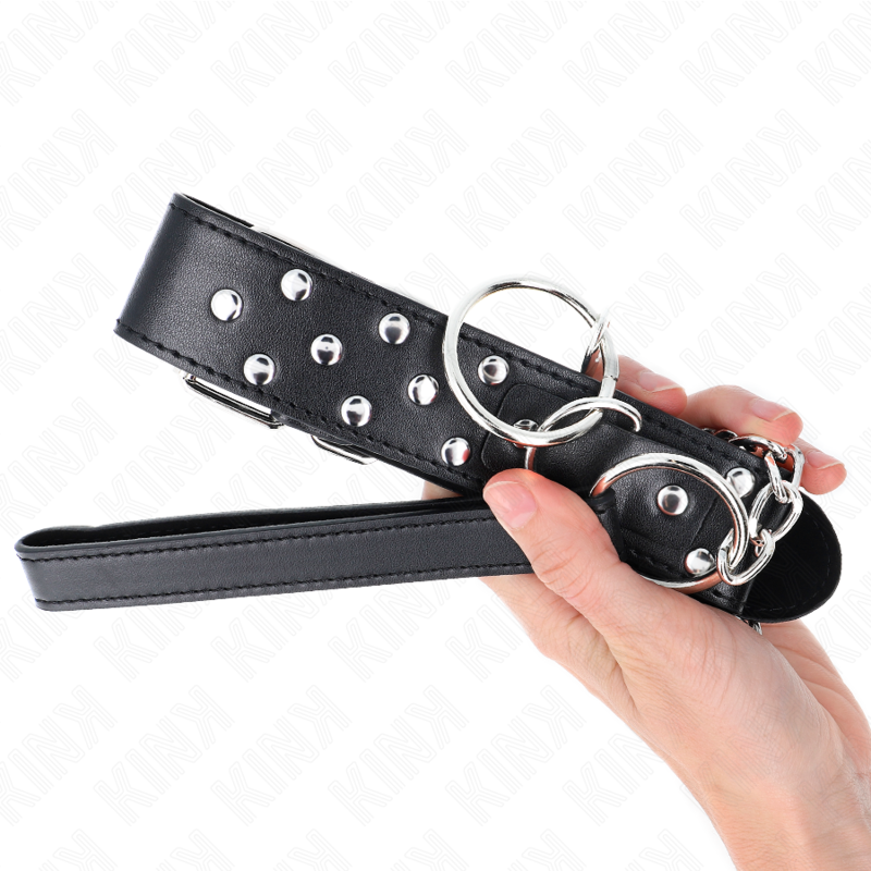 KINK - COLLAR WITH 65 CM RING RIVET BLACK ADJUSTABLE 36-50 CM X 3.8 CM