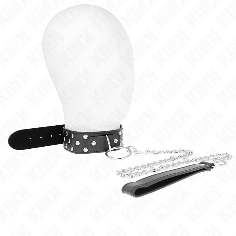 KINK - COLLAR WITH 65 CM RING RIVET BLACK ADJUSTABLE 36-50 CM X 3.8 CM