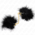 KINK - MENOTTES EN PLUMES NOIRES AVEC CHAÎNE DORÉE MODÈLE 2
